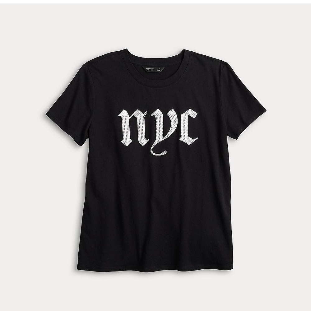 Black Short Sleeve Graphic T-Shirt with NYC Design - Picture 2 of 6